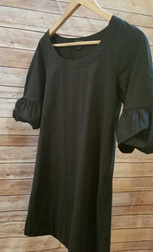 Theory Black Stretch Cotton Mini Dress
